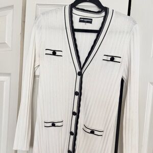 Karl Lagerfeld black/white Cardigan with matching sleeveless sweater size medium